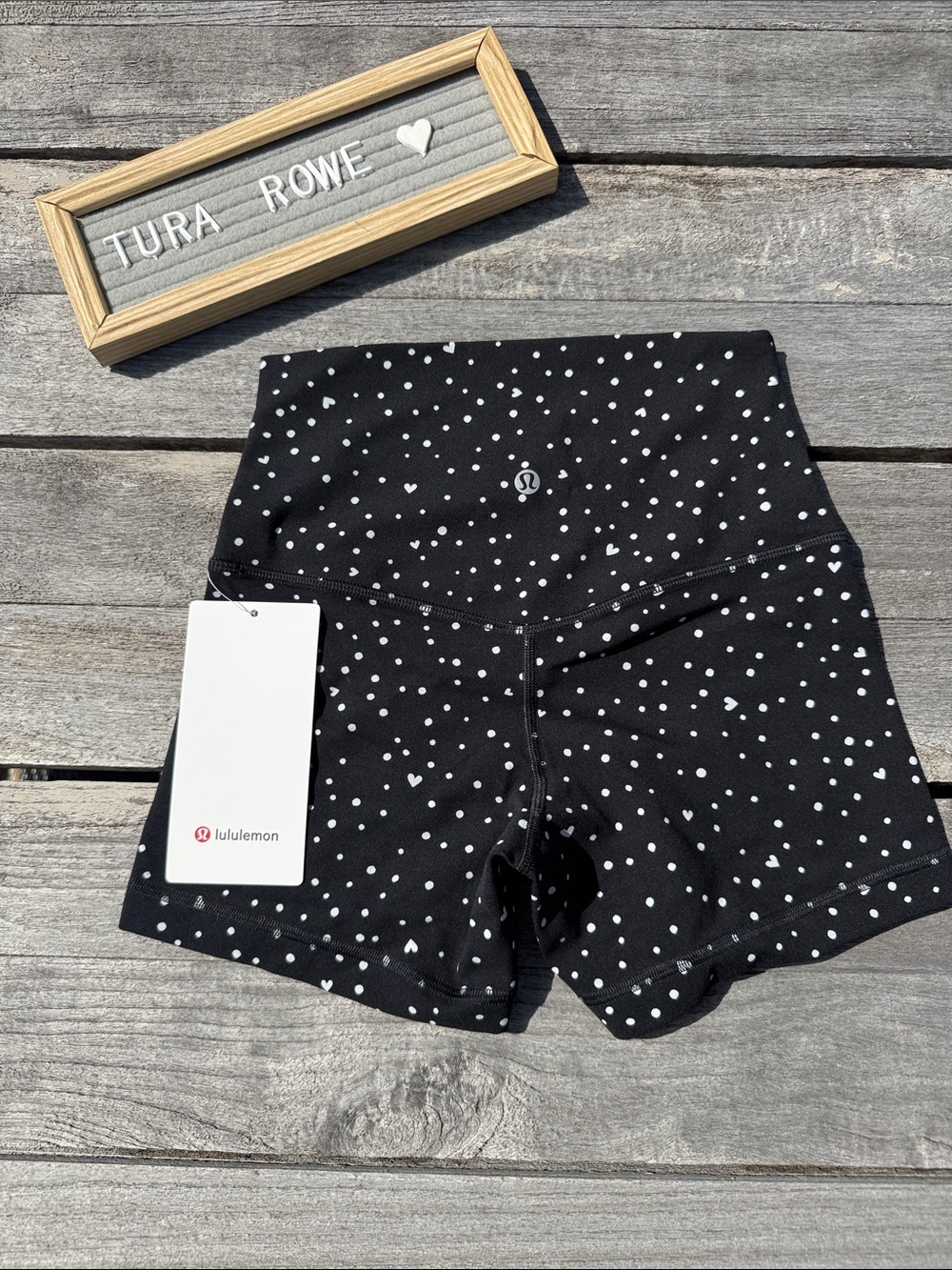 Lululemon Align No Line High-Rise Short 4" Black White Heart Dot Size 4 NWT
